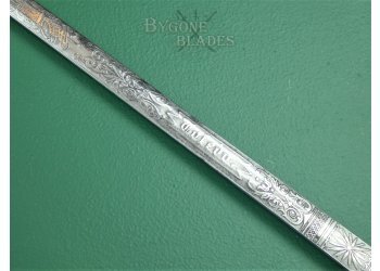 19th Century Antler Handle Sword Cane. Etched Double-Edged Blade #8