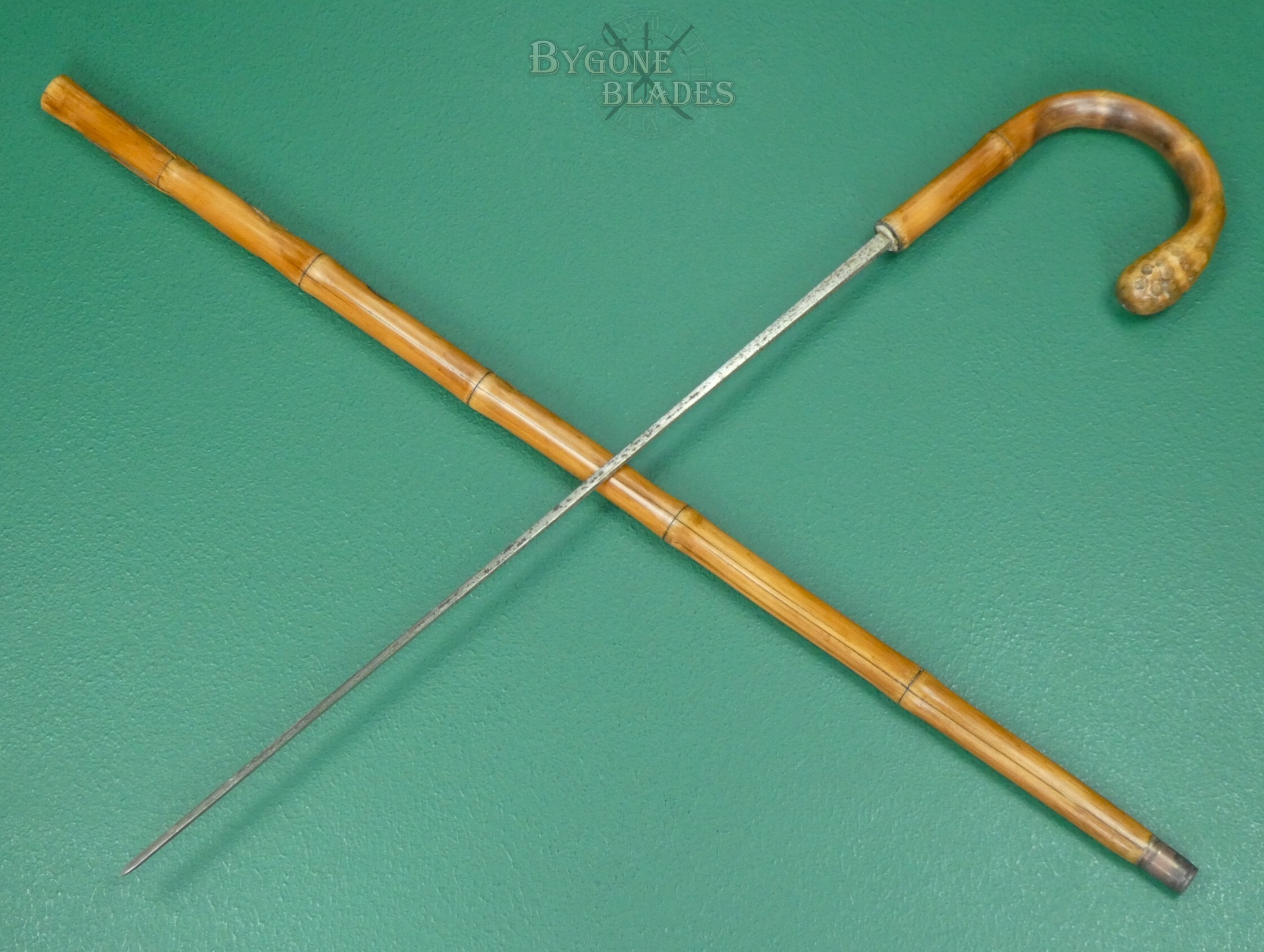 Antique carved bamboo sword cane