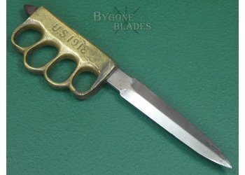 American WW1 M1918 Mk 1 Trench Knife. Au Lion. WW2 Modifications. #2507005 #5