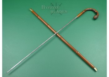 Antique British Sword Cane. Root Ball Crook Handle #2
