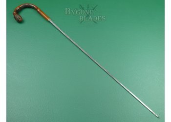 Antique British Sword Cane. Root Ball Crook Handle #5