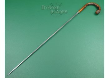 Antique British Sword Cane. Root Ball Crook Handle #6