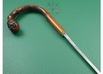 Antique British Sword Cane. Root Ball Crook Handle #7