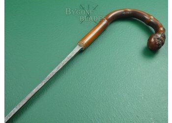 Antique British Sword Cane. Root Ball Crook Handle #8