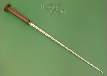 French 19th Century Leather Handle Sword Cane. Cruciform Blade. #2101016 #5
