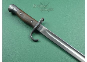 British 1907 Pattern Mk I Hooked Quillon Bayonet. Rare Mk I Internal Chape Scabbard. Unit Marked #8