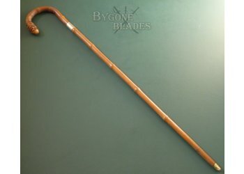 British 19th Century Bamboo Root-Ball Sword Cane. Solingen Blade #3