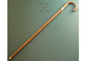 British 19th Century Bamboo Root-Ball Sword Cane. Solingen Blade #4