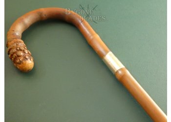 British 19th Century Bamboo Root-Ball Sword Cane. Solingen Blade #6