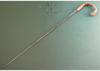 British 19th Century Bamboo Root-Ball Sword Cane. Solingen Blade #9