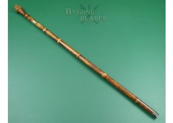 British 19th Century Root-Ball Sword Cane. Double-Edged Blade. #2106006 #3
