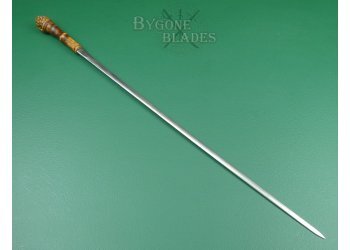 British 19th Century Root-Ball Sword Cane. Double-Edged Blade. #2106006 #5