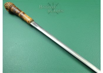British 19th Century Root-Ball Sword Cane. Double-Edged Blade. #2106006 #7