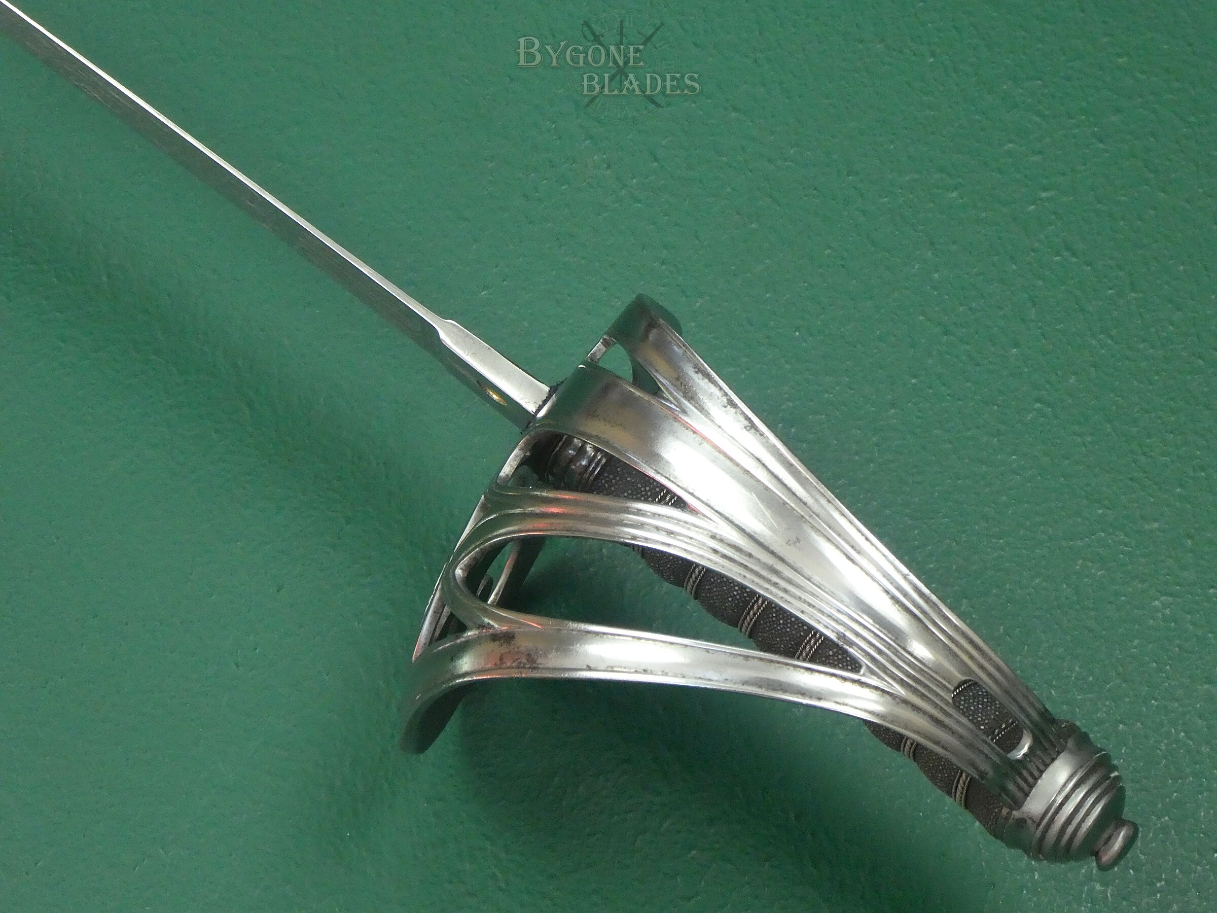 British Rifle Officers Sword. Hawkes &amp; Co. Scarce Unfullered Blade Variant. #2608002 #14