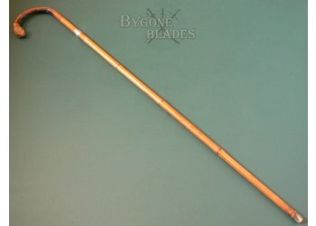 British Root-Ball Sword Cane. Chester Silver Hallmark #3