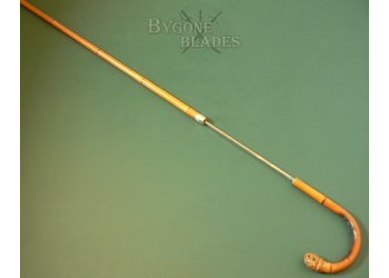 British Root-Ball Sword Cane. Chester Silver Hallmark #4
