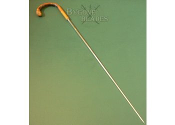 British Root-Ball Sword Cane. Chester Silver Hallmark #5