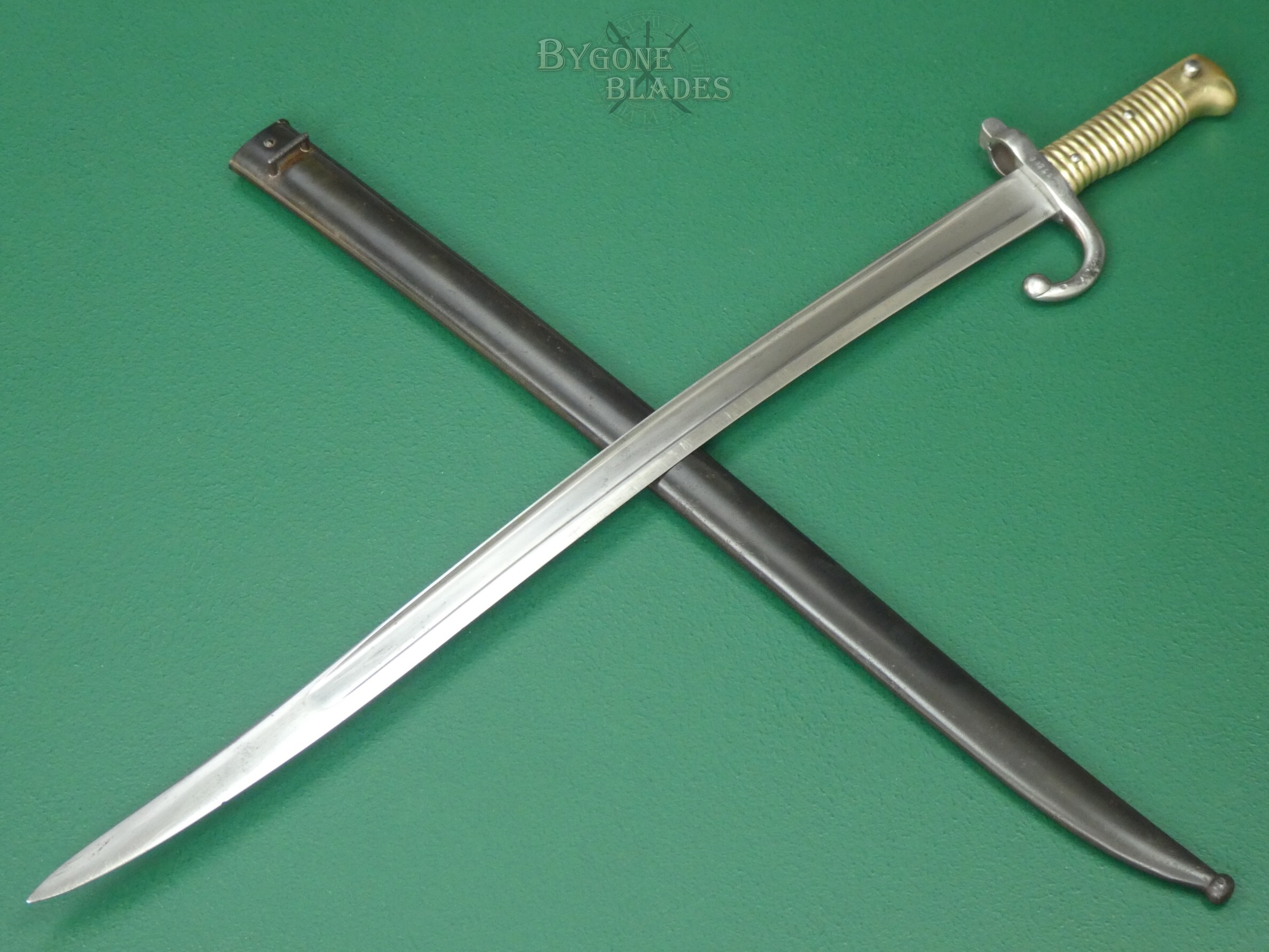 French 1866 Chassepot Musket Sword Bayonet. St. Etienne 1871. Matching Scabbard. #2608017 #2