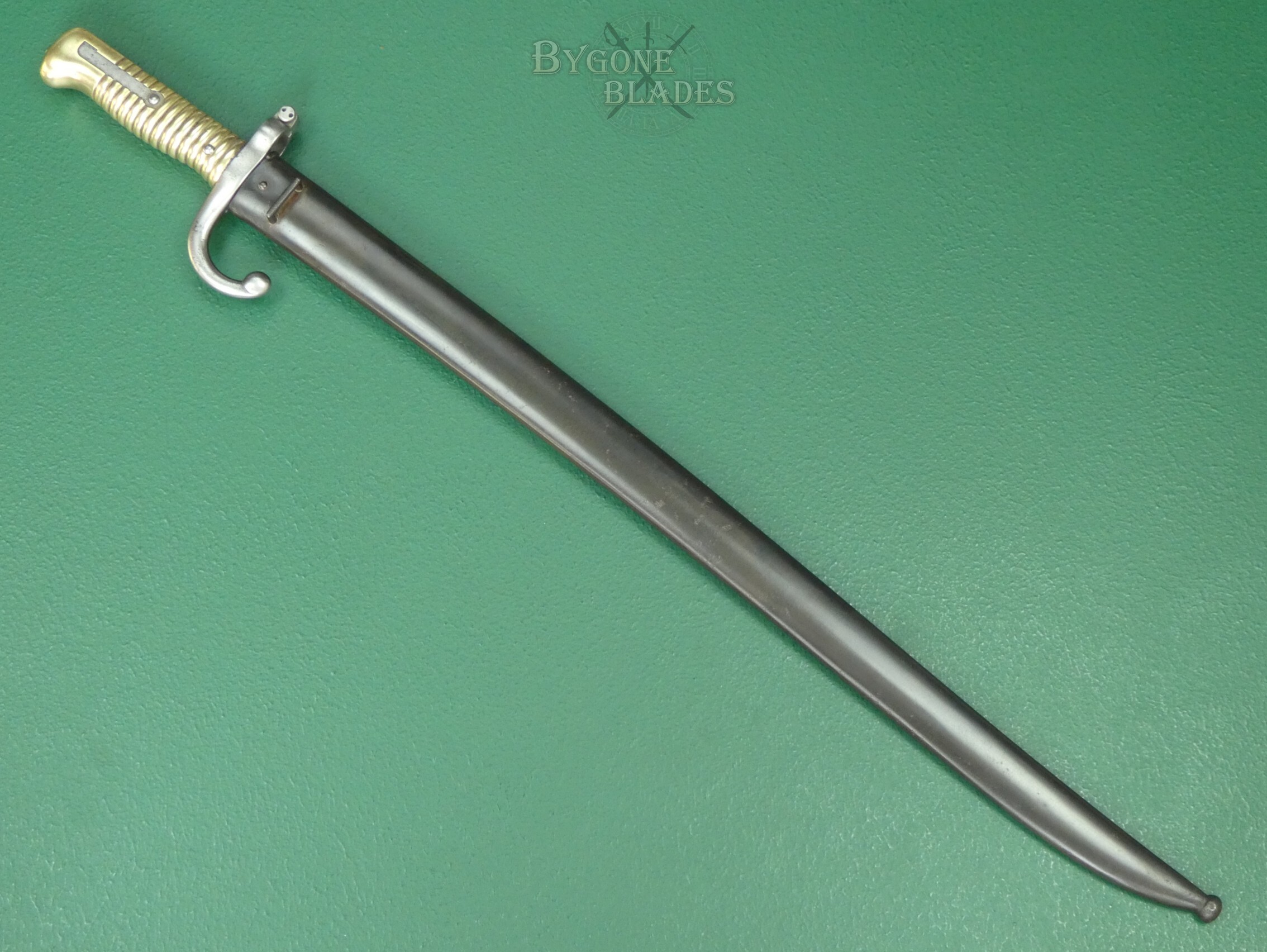 French 1866 Chassepot Musket Sword Bayonet. St. Etienne 1871. Matching Scabbard. #2608017 #3