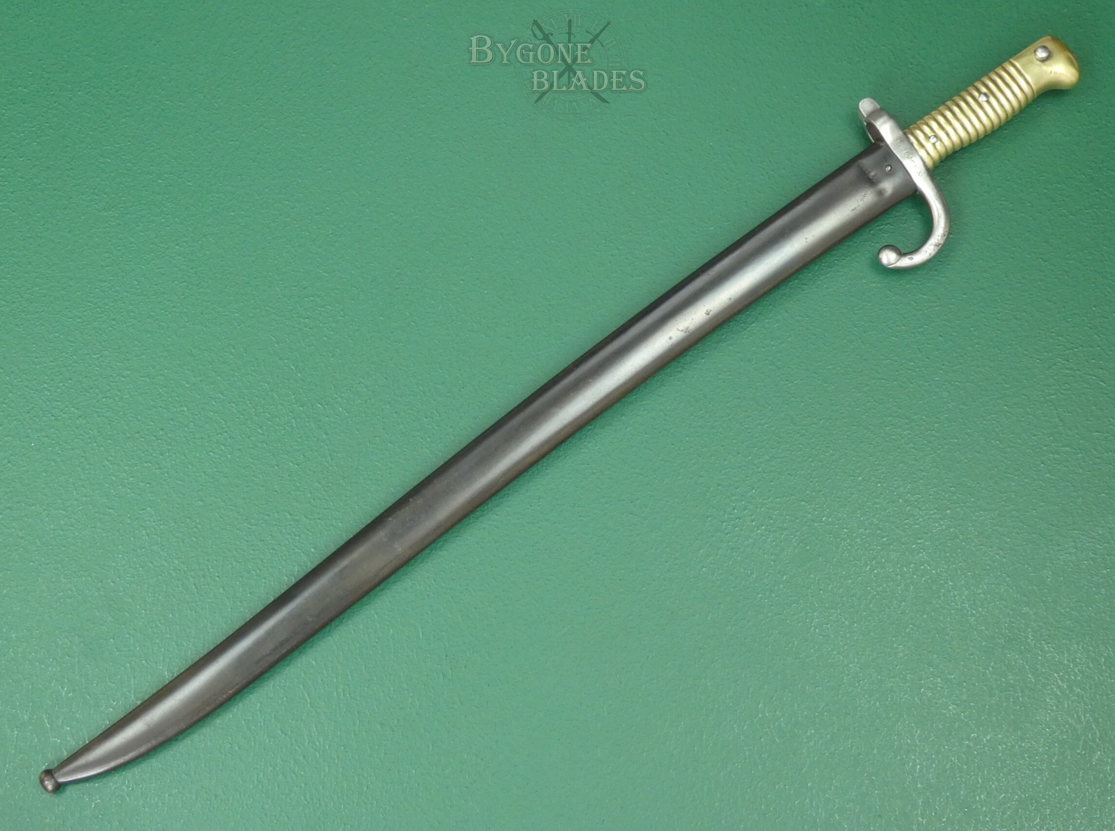 French 1866 Chassepot Musket Sword Bayonet. St. Etienne 1871. Matching Scabbard. #2608017 #4