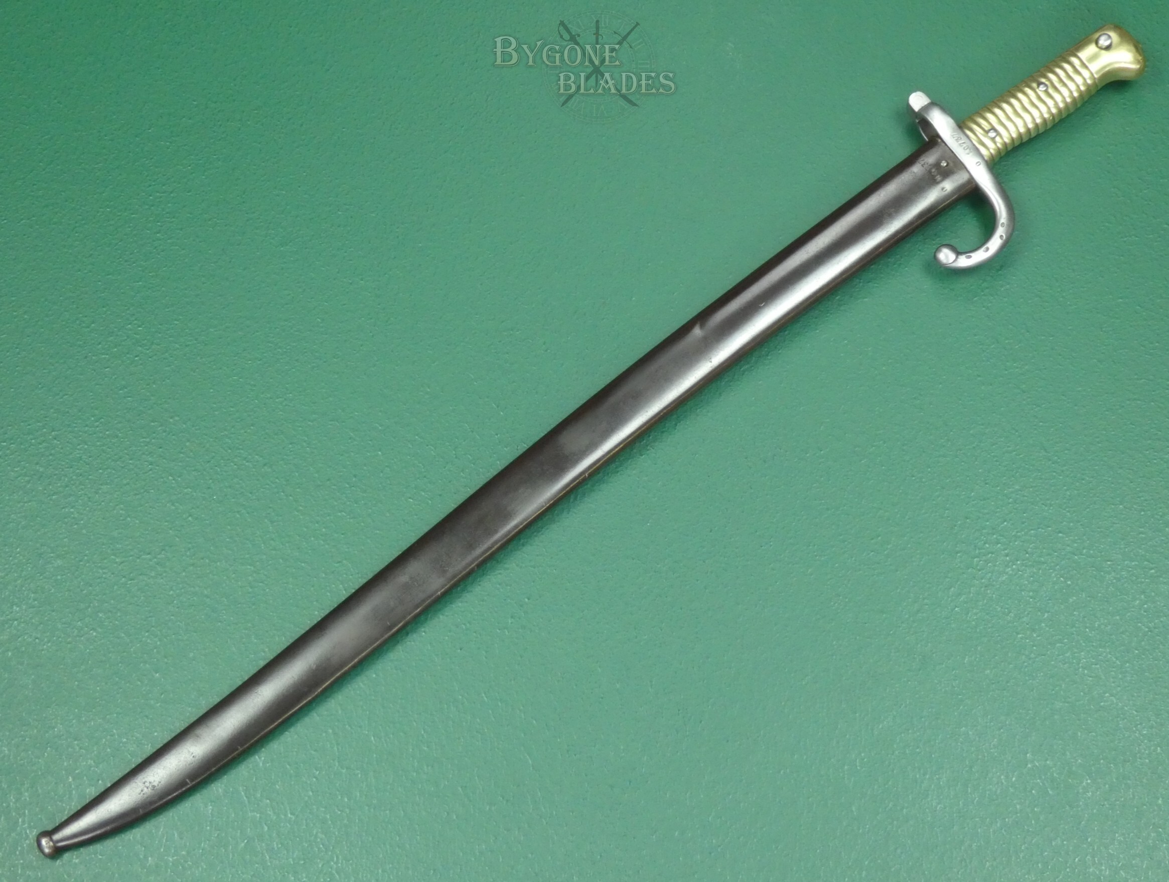 French 1866 Chassepot Yataghan Sword Bayonet. St. Etienne 1871. Matching Scabbard. #2608015 #4