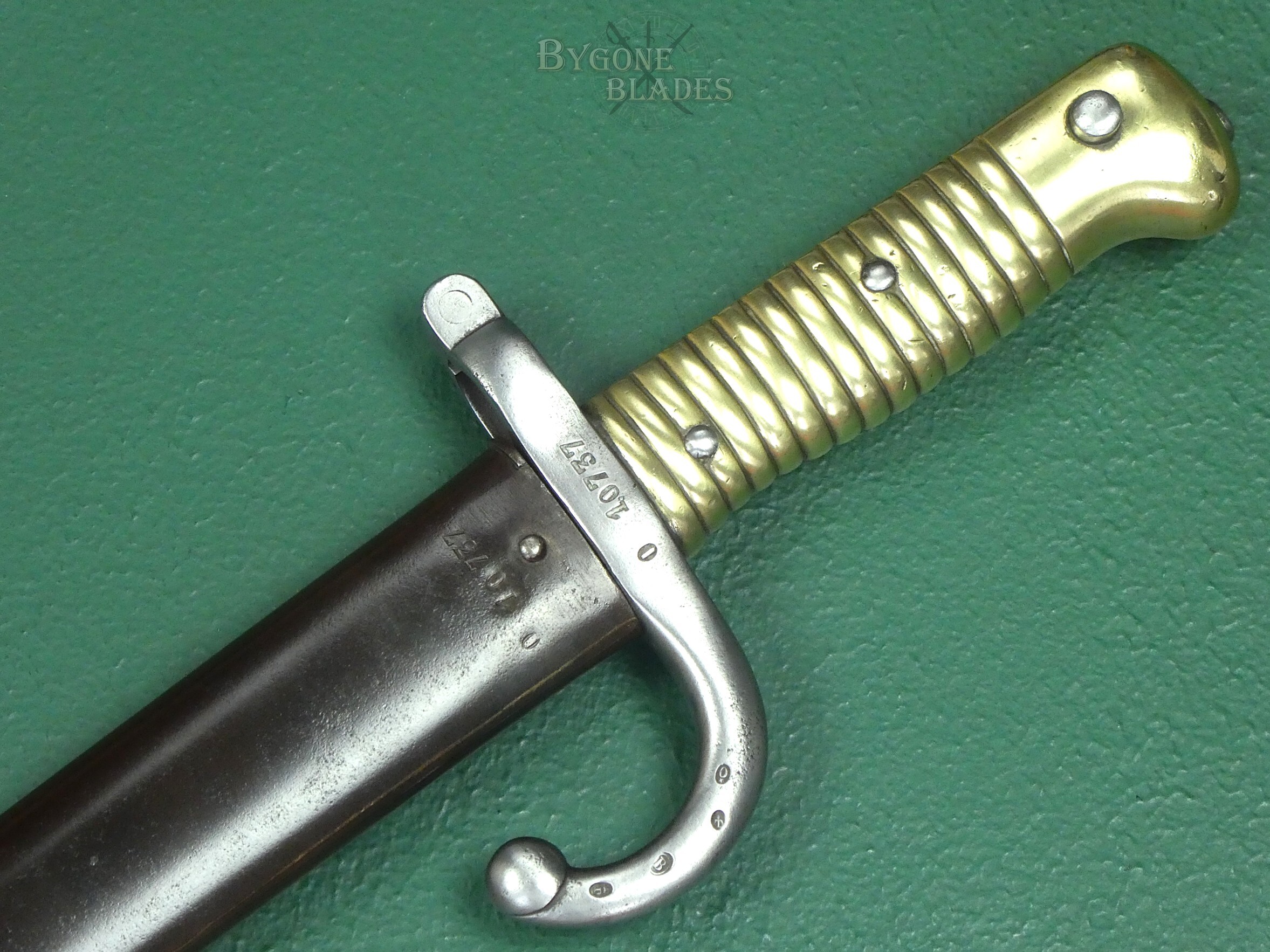 French 1866 Chassepot Yataghan Sword Bayonet. St. Etienne 1871. Matching Scabbard. #2608015 #10
