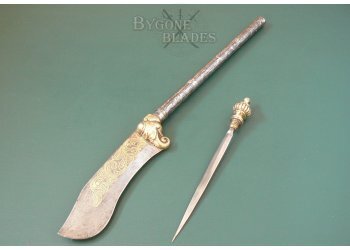 Indian 19th Century Bhuj. Kuttai Sword. Elephant Knife. Sindhi Cavalry Axe-Sword #4