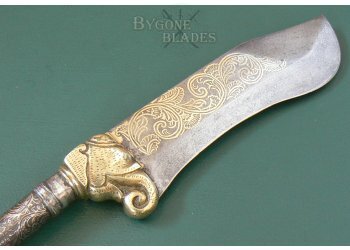 Indian 19th Century Bhuj. Kuttai Sword. Elephant Knife. Sindhi Cavalry Axe-Sword #5