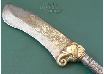 Indian 19th Century Bhuj. Kuttai Sword. Elephant Knife. Sindhi Cavalry Axe-Sword #6