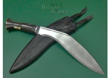 Indian Kukri Knife Circa 1950. Bone Inlay Grip. #2508006 #2