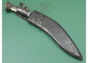 Indian Kukri Knife Circa 1950. Bone Inlay Grip. #2508006 #3