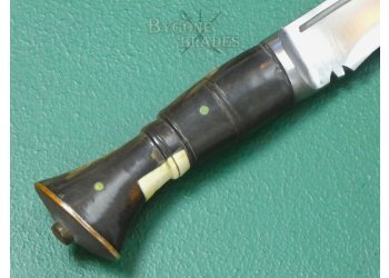 Indian Kukri Knife Circa 1950. Bone Inlay Grip. #2508006 #7