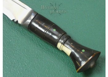 Indian Kukri Knife Circa 1950. Bone Inlay Grip. #2508006 #8